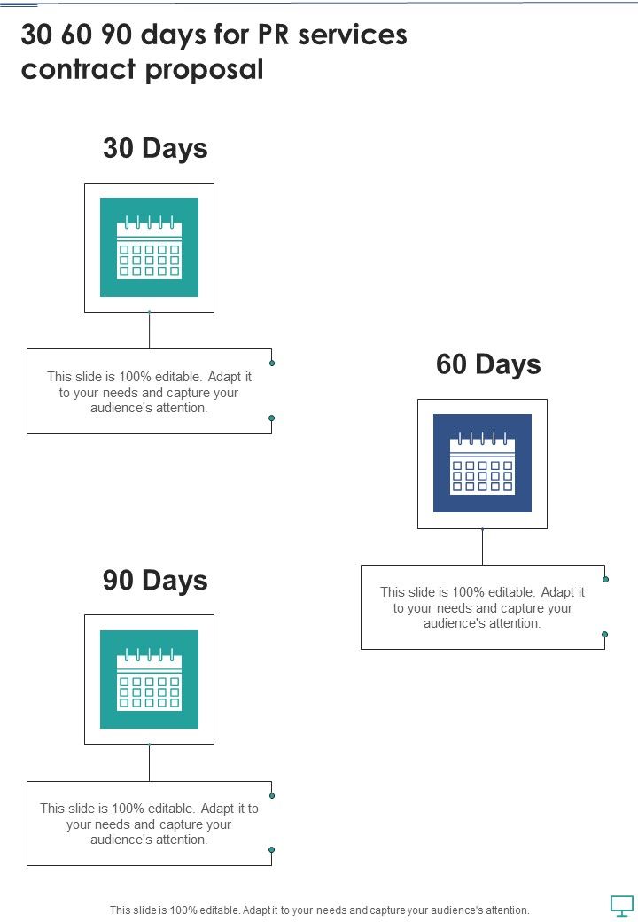30 60 90 Days For Pr Services Contract Proposal One Pager Sample Example Document Slide01