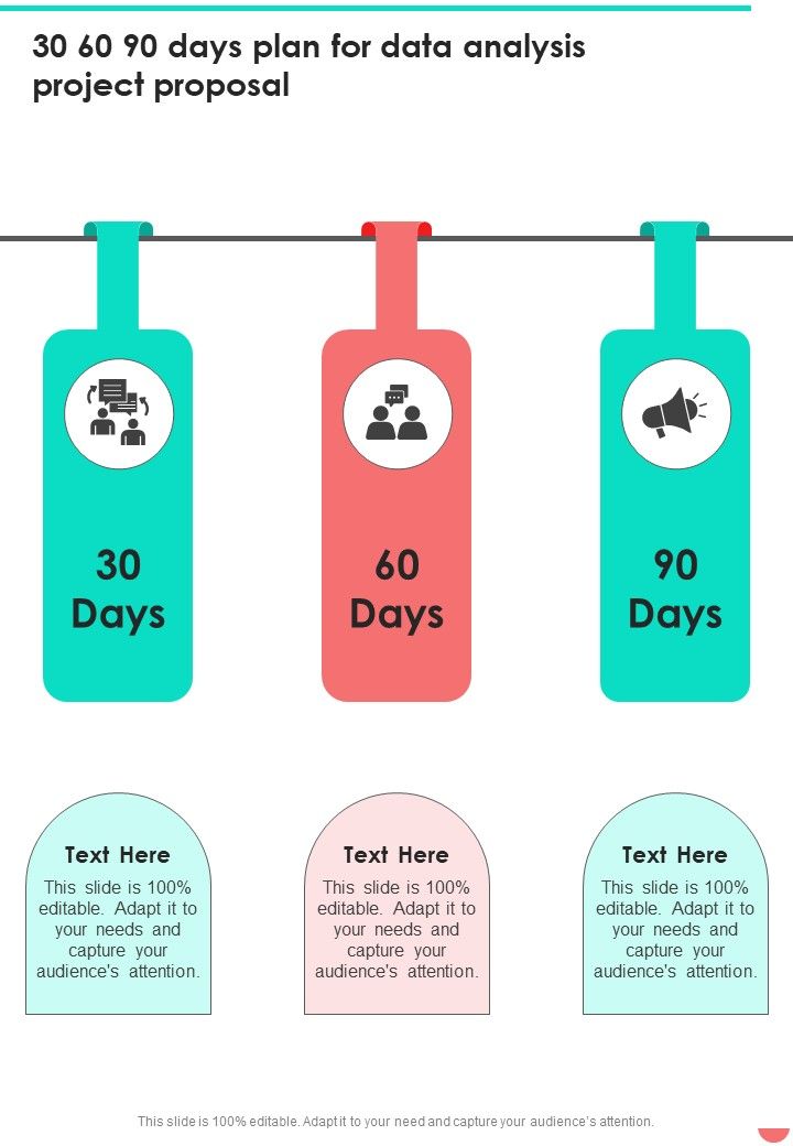 30 60 90 Days Plan For Data Analysis Project Proposal One Pager Sample Example Document Slide01