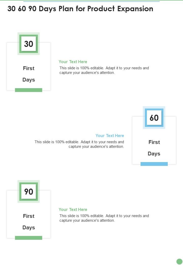 30 60 90 Days Plan For Product Expansion One Pager Sample Example Document Slide01