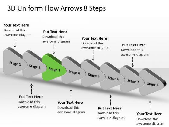 3d_uniform_flow_arrows_8_steps_creating_flowcharts_visio_powerpoint_slides_1.jpg