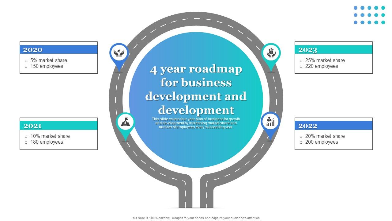 4_Year_Roadmap_For_Business_Development_And_Development_Background_PDF_Slide_1.jpg