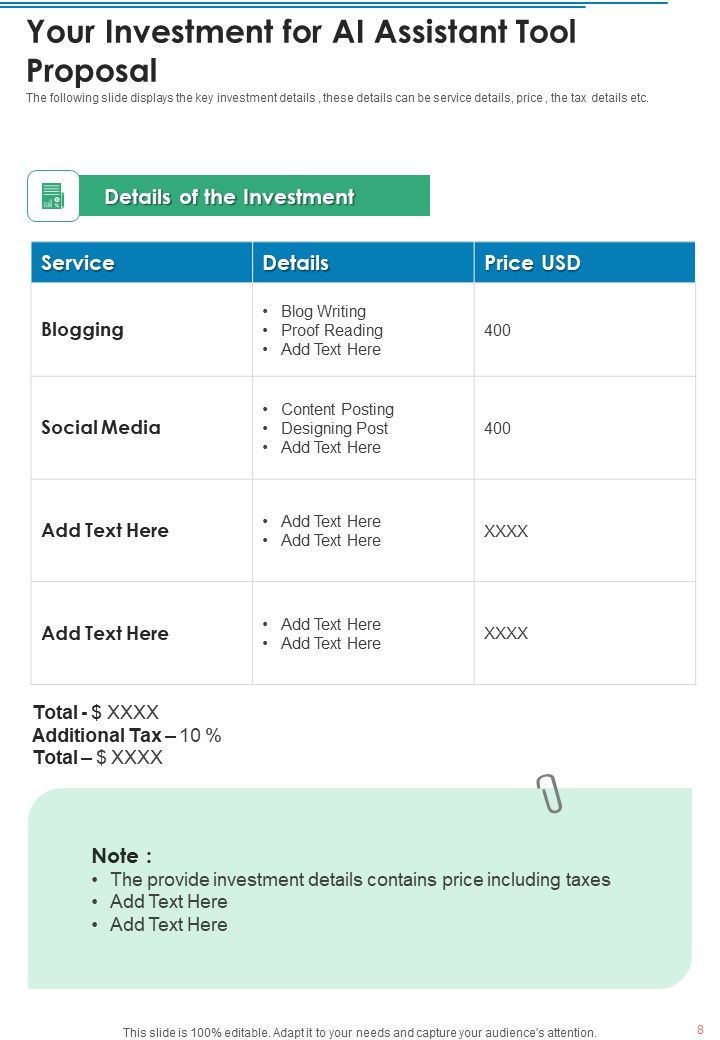 AI Assistant Tool Proposal Example Document Report Doc Pdf Ppt