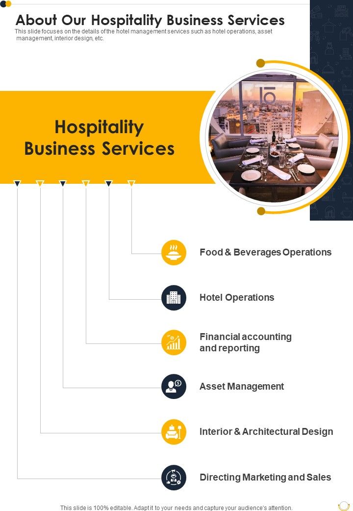 About Our Hospitality Business Services One Pager Sample Example Document Slide01