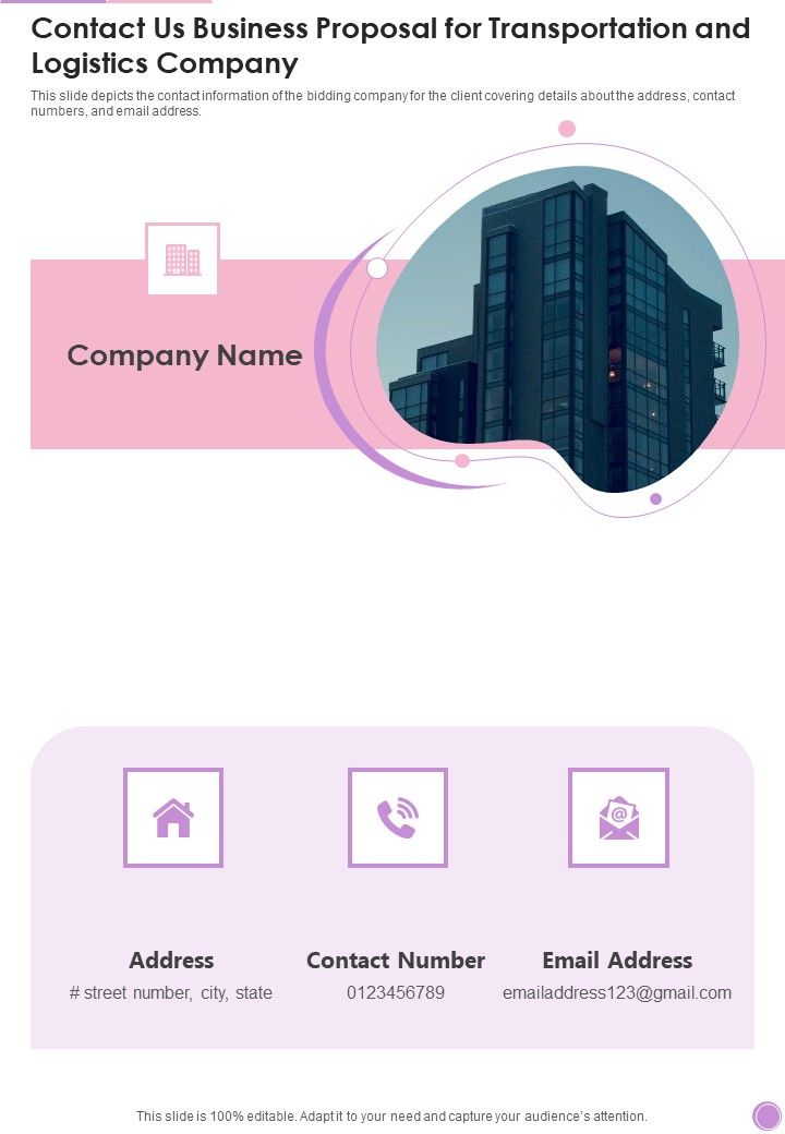 About Us Business Proposal For Transportation And Logistics Company One Pager Sample Example Document