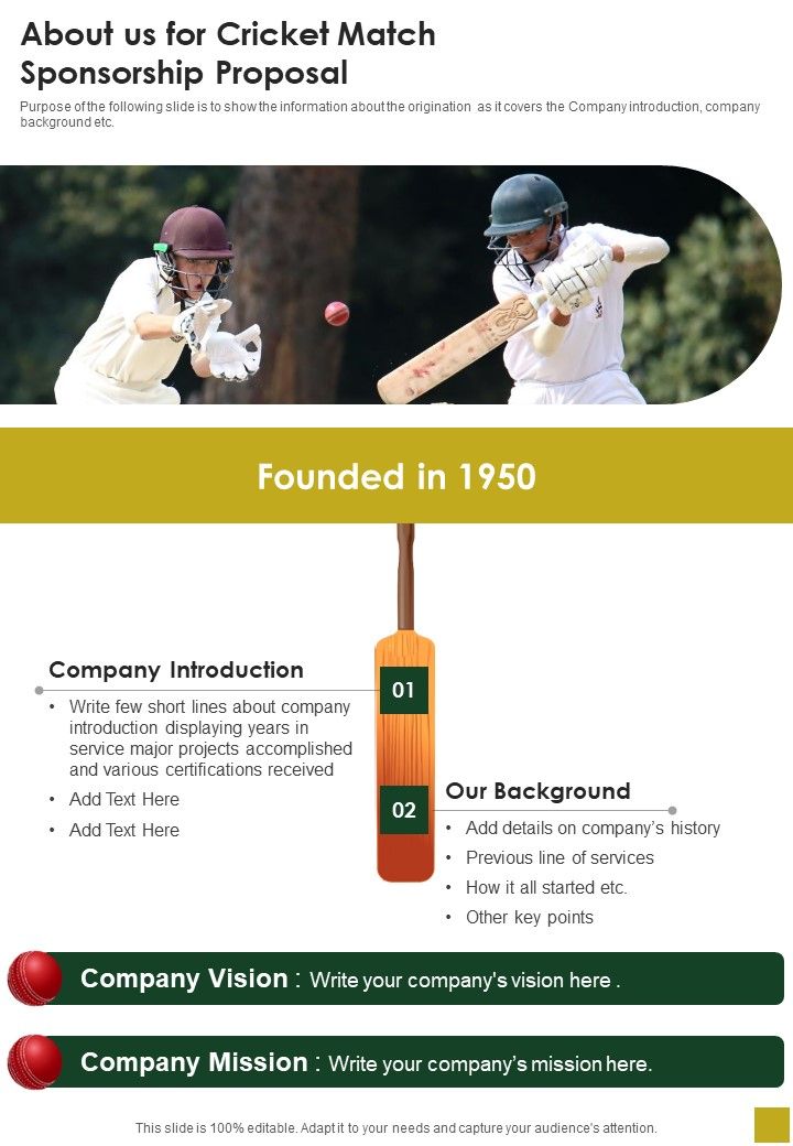 About_Us_For_Cricket_Match_Sponsorship_Proposal_One_Pager_Sample_Example_Document_Slide_1.jpg