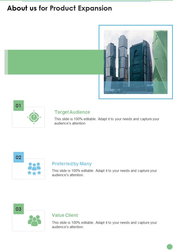 About Us For Product Expansion One Pager Sample Example Document Slide01