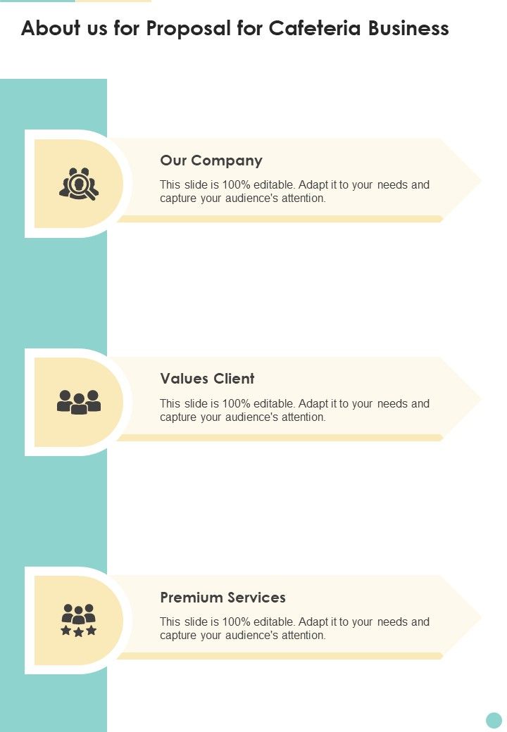 About Us For Proposal For Cafeteria Business One Pager Sample Example Document Slide01