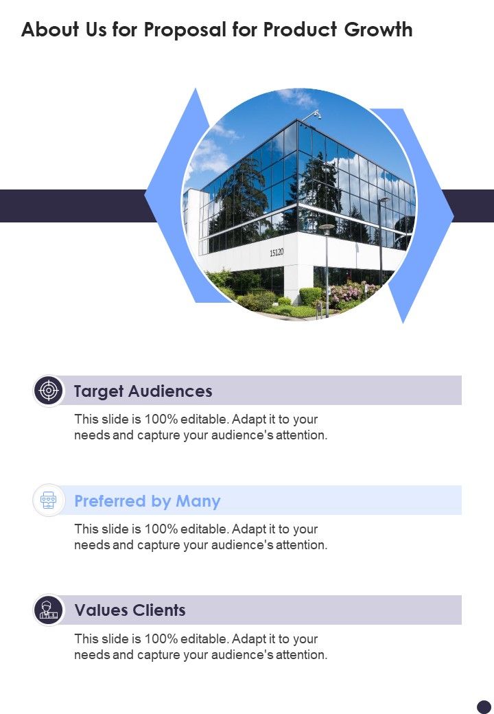 About Us For Proposal For Product Growth One Pager Sample Example Document Slide01
