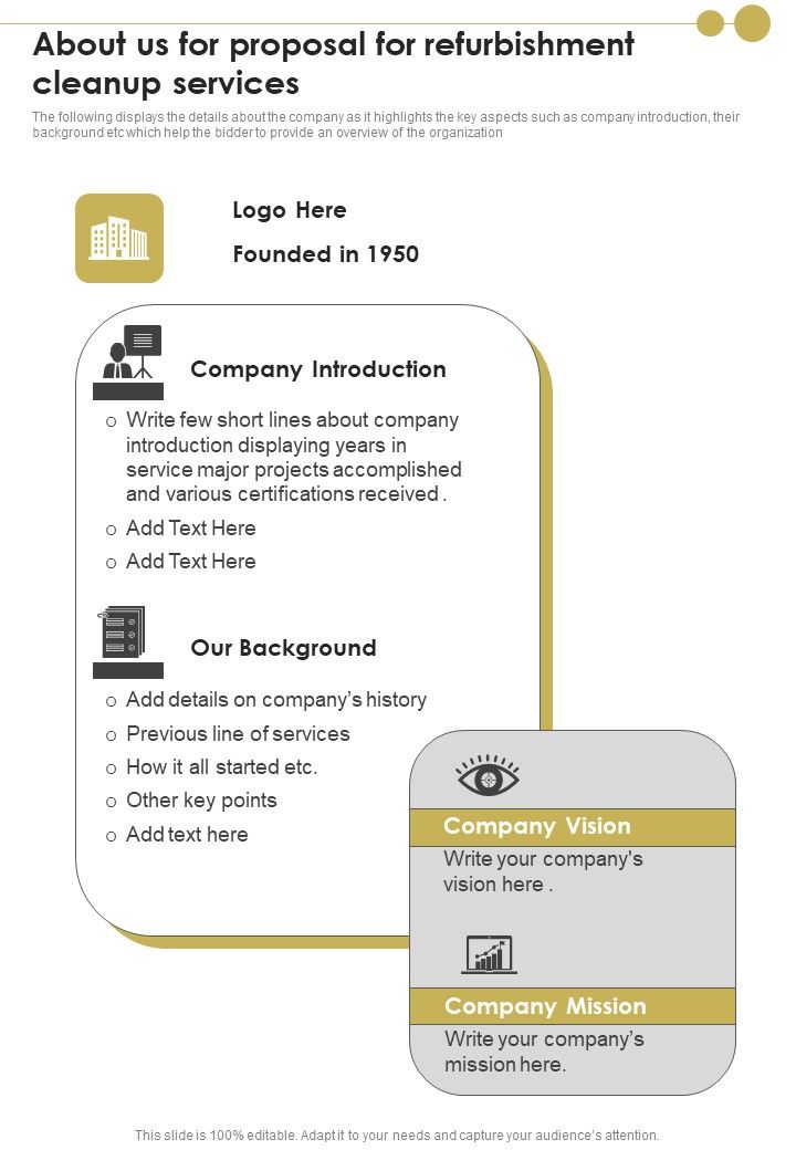 About_Us_For_Proposal_For_Refurbishment_Cleanup_Services_One_Pager_Sample_Example_Document_Slide_1.jpg