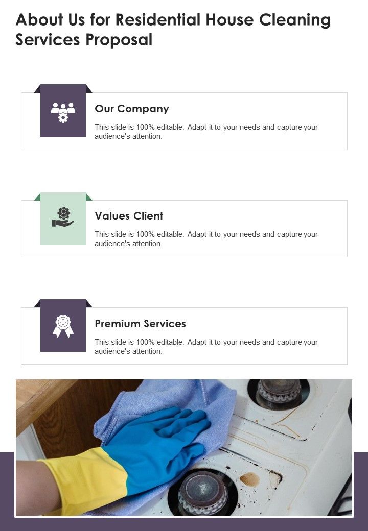 About Us For Residential House Cleaning Services Proposal One Pager Sample Example Document