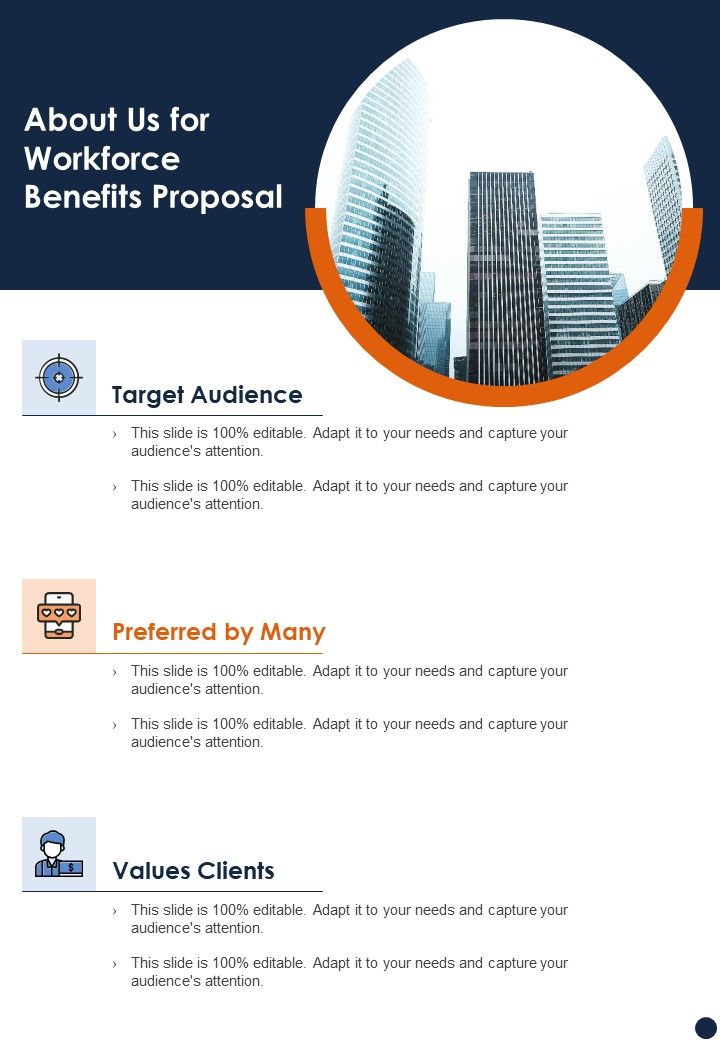 About Us For Workforce Benefits Proposal One Pager Sample Example Document Slide01