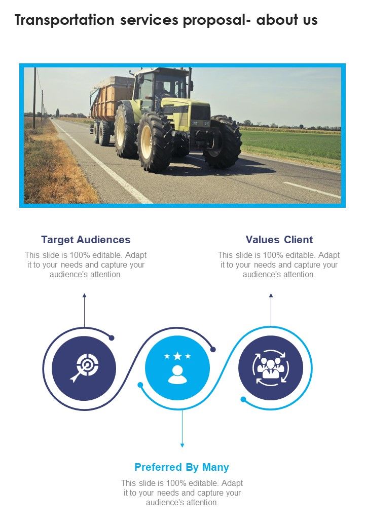 About Us Transportation Services Proposal One Pager Sample Example Document Slide01