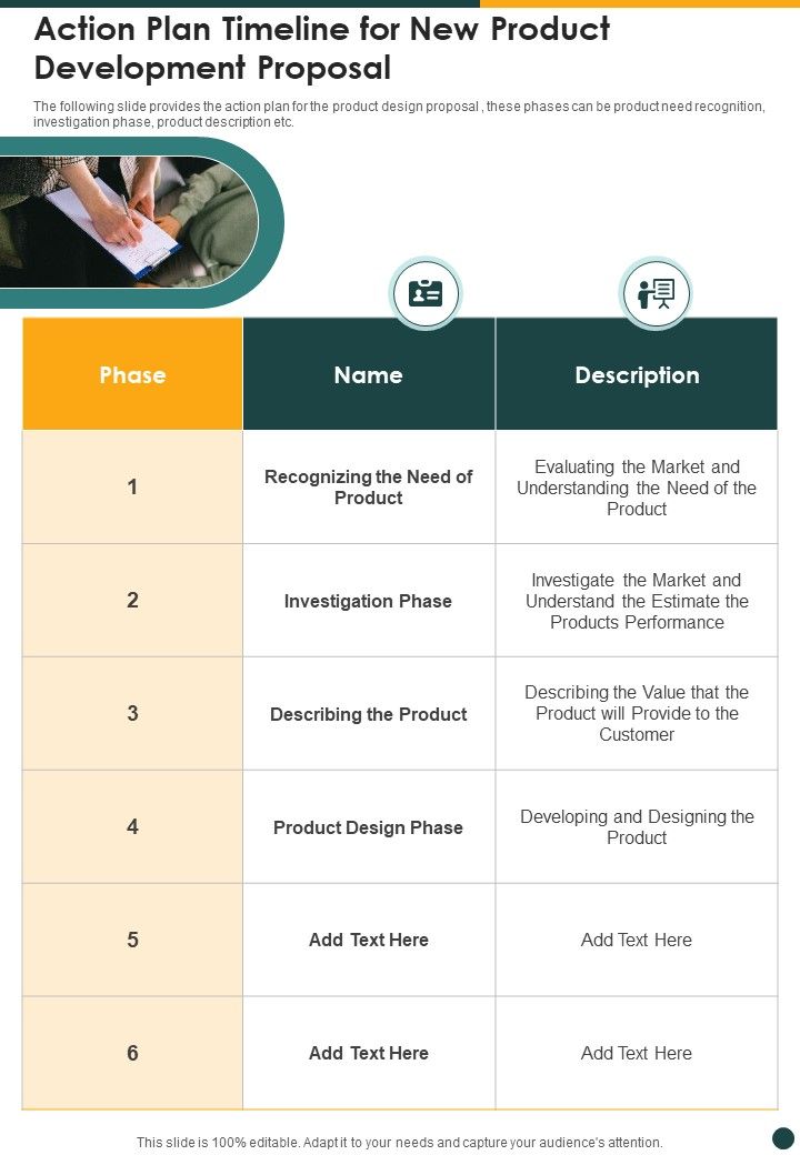Action Plan Timeline For New Product Development Proposal One Pager Sample Example Document Slide01