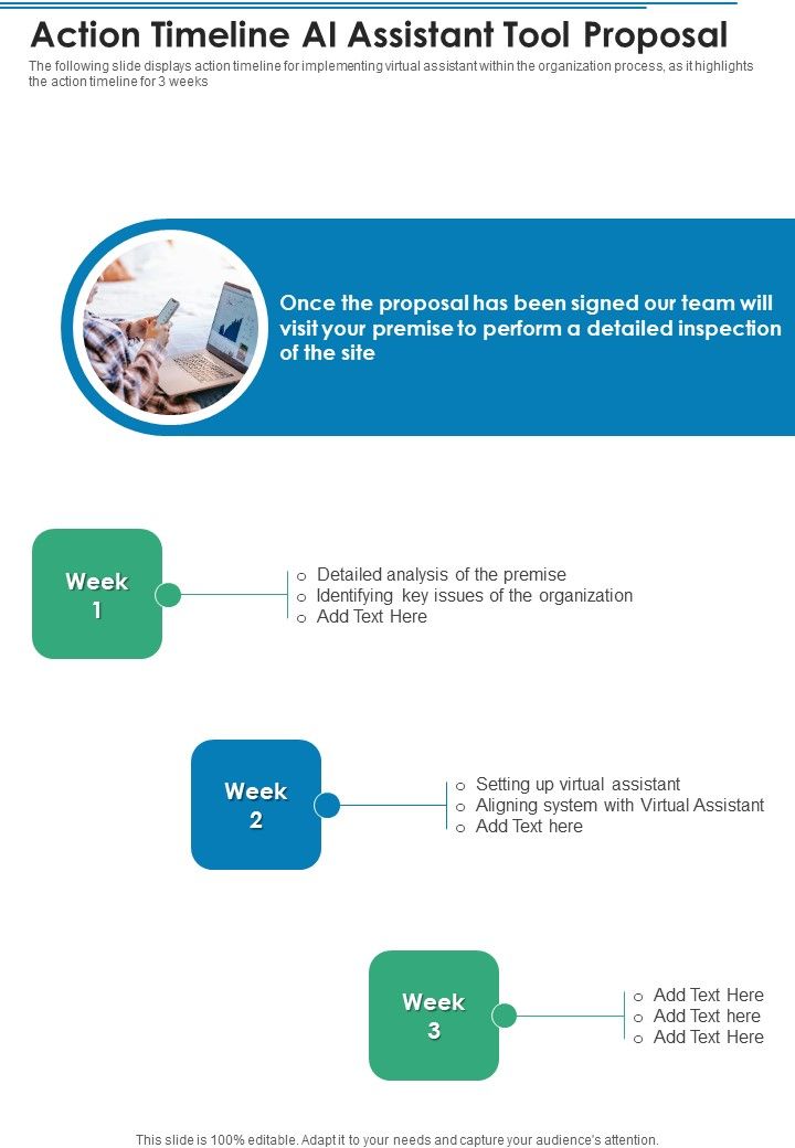 Action Timeline AI Assistant Tool Proposal One Pager Sample Example Document Slide01