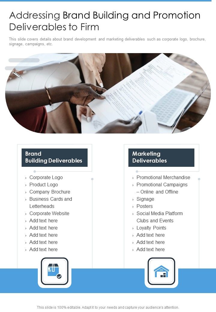Addressing_Brand_Building_And_Promotion_Deliverables_To_Firm_One_Pager_Sample_Example_Document_Slide_1.jpg