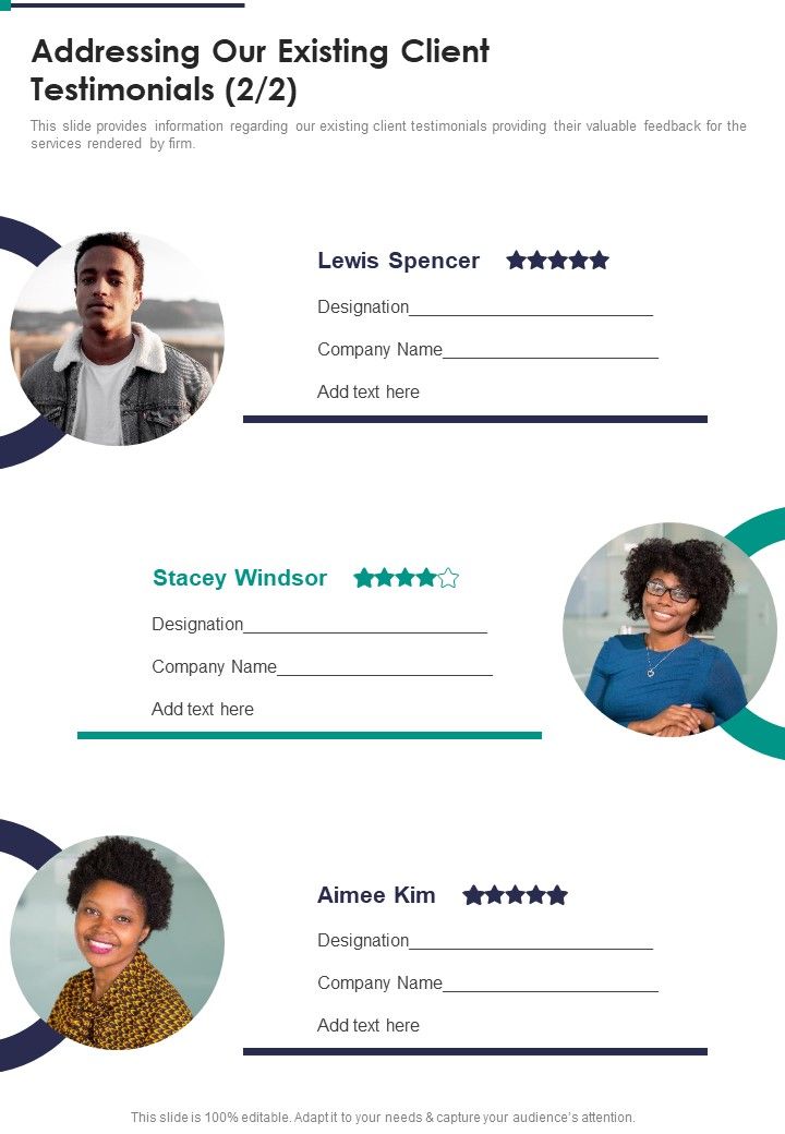 Addressing Our Existing Client Testimonials One Pager Sample Example Document