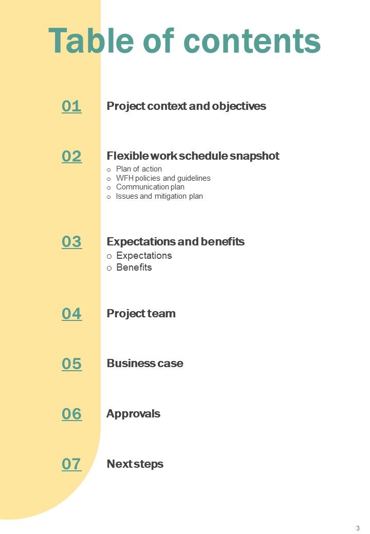 Adjustable Work Schedule Proposal Example Document Report Doc Pdf Ppt