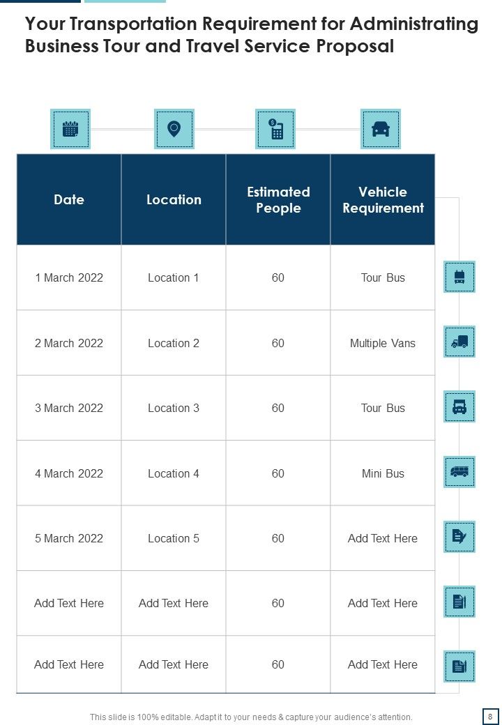 Administrating Business Tour And Travel Service Proposal Example Document Report Doc Pdf