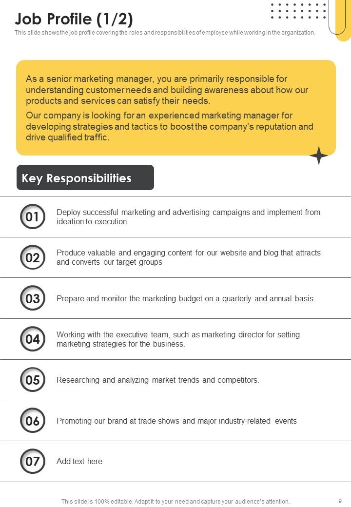 Advertising And Marketing Job Profile Proposal Example Document Report Doc Pdf Ppt