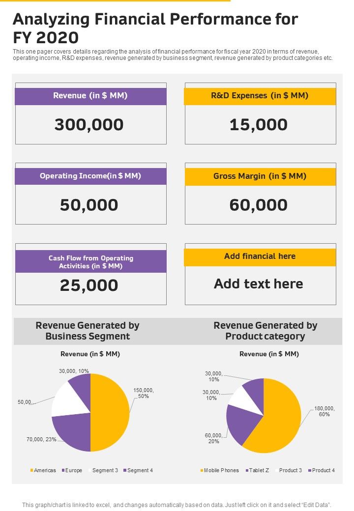Analyzing Financial Performance For FY 2020 Template 24 One Pager Documents Slide01