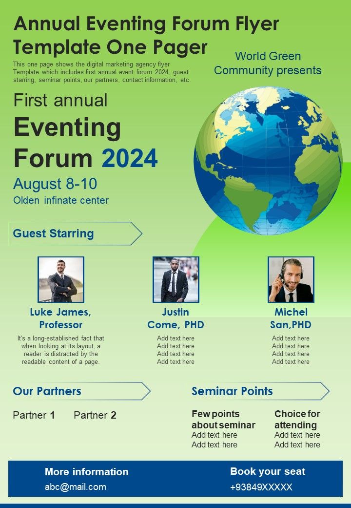 Annual Eventing Forum Flyer Template One Pager PDF Document PPT Template Slide01