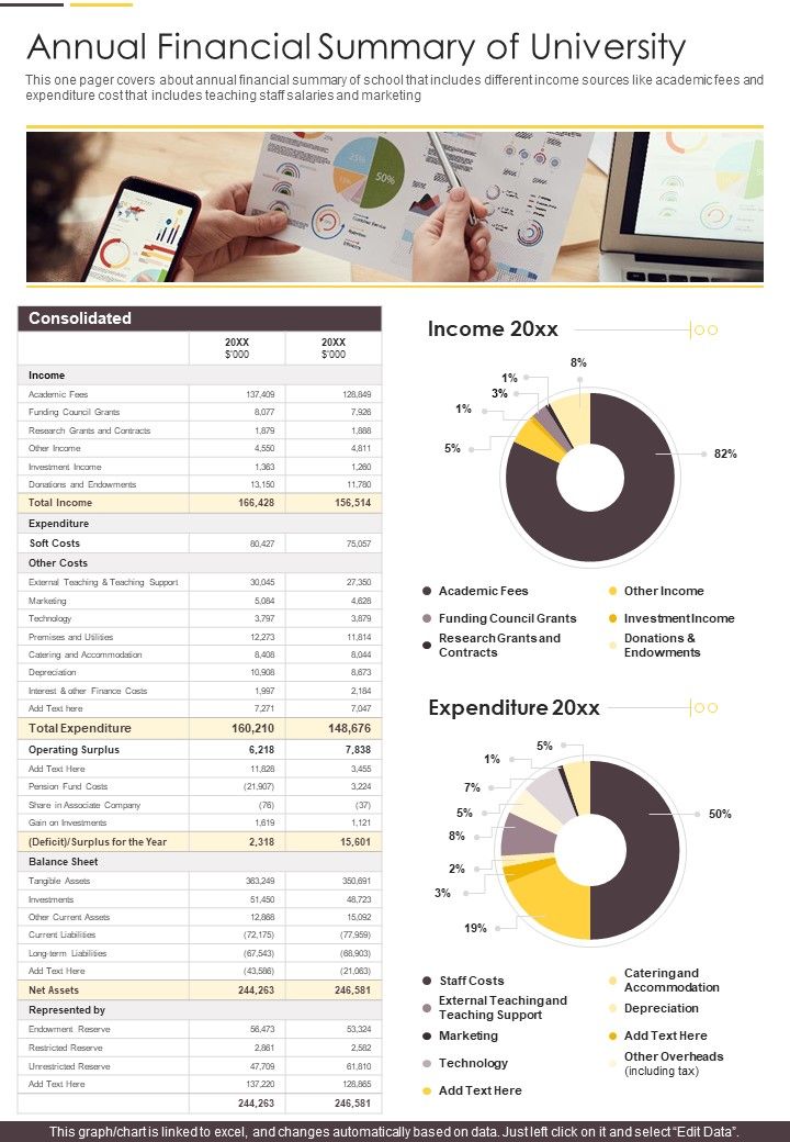 Annual Financial Summary Of University One Pager Documents Slide01