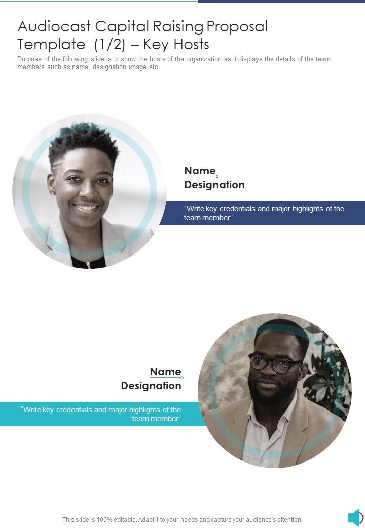 Audiocast Capital Raising Proposal Template Key Hosts One Pager Sample Example Document Slide01