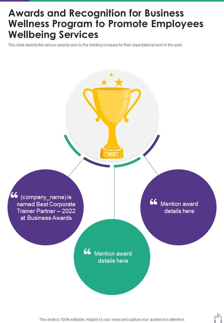 Awards And Recognition Wellness Program To Promote Employees One Pager Sample Example Document Slide01