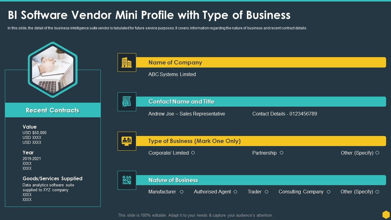 BI_Software_Vendor_Mini_Profile_With_Type_Of_Business_BI_Transformation_Toolset_Inspiration_PDF_Slide_1.jpg