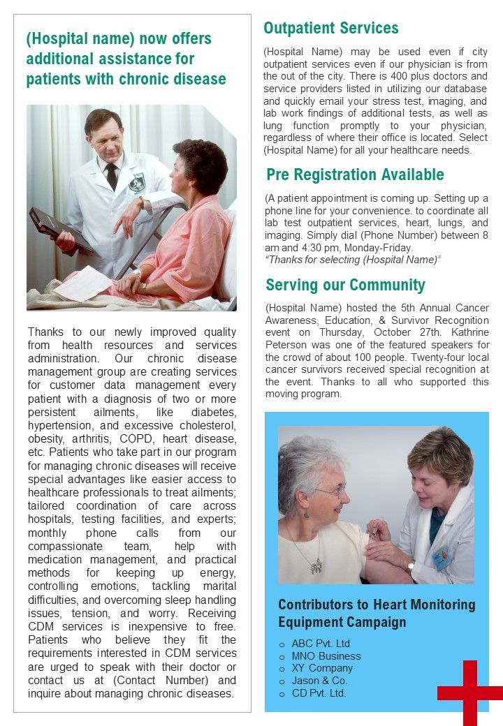 Bifold One Pager Healthcare Service Provider Newsletter Template