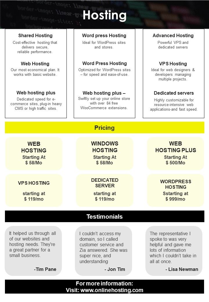 Bifold One Pager Newsletter For Internet Hosting Services Template