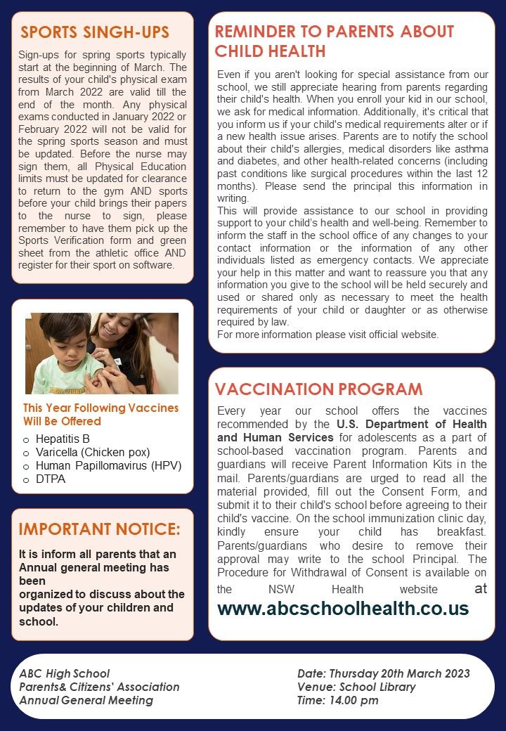 Bifold One Pager Senior High School Updates Newsletter Template