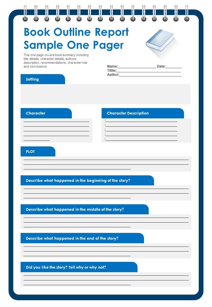 Book Outline Report Sample One Pager PDF Document PPT Template Slide01