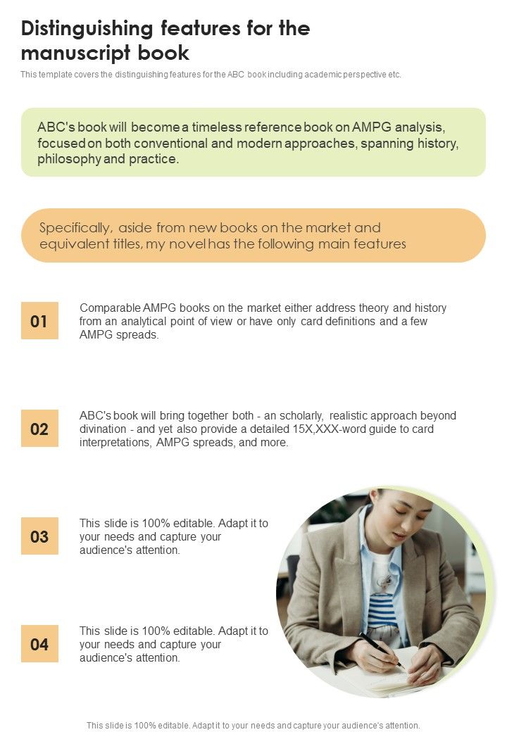 Book Proposal Workshop For Academics Distinguishing Features One Pager Sample Example Document Slide01