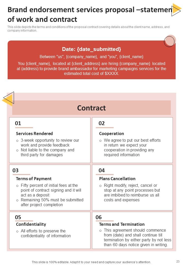 Brand Endorsement Services Proposal Example Document Report Doc Pdf Ppt
