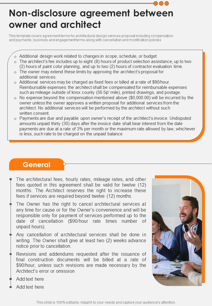 Building Design Services Request Proposal Non Disclosure Agreement One Pager Sample Example Document Slide01