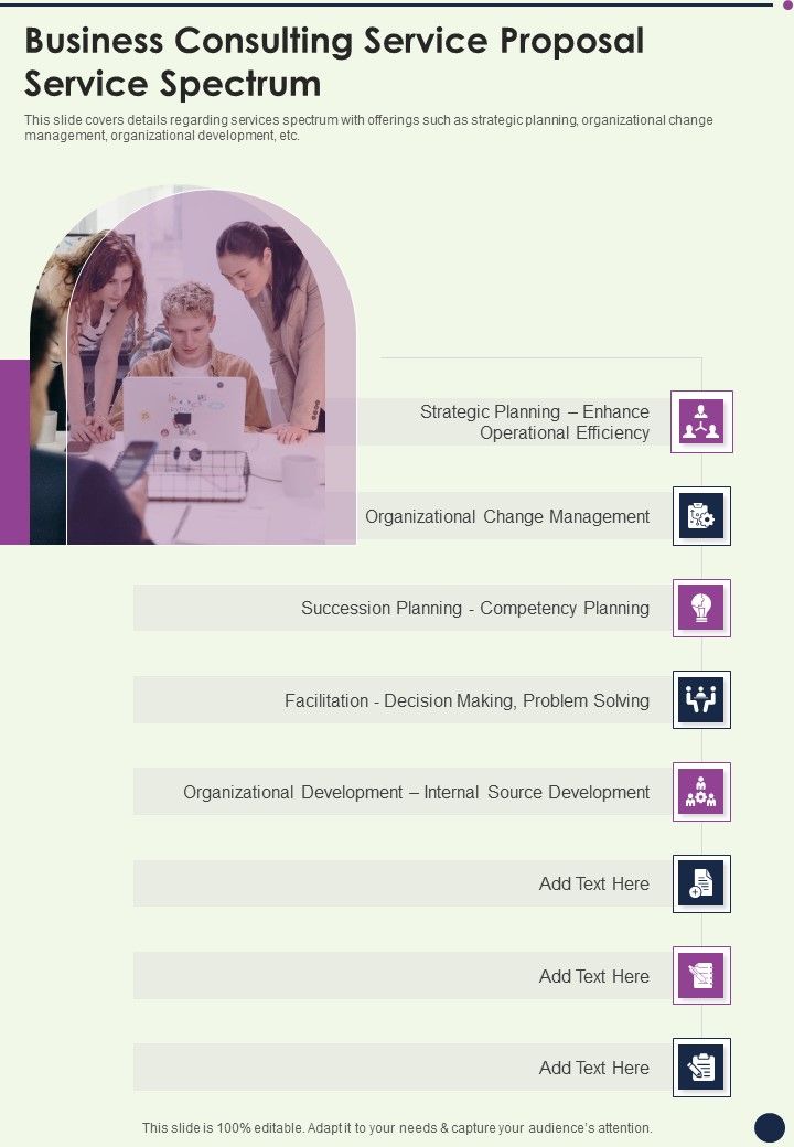 Business Consulting Service Proposal Service Spectrum One Pager Sample Example Document Slide01
