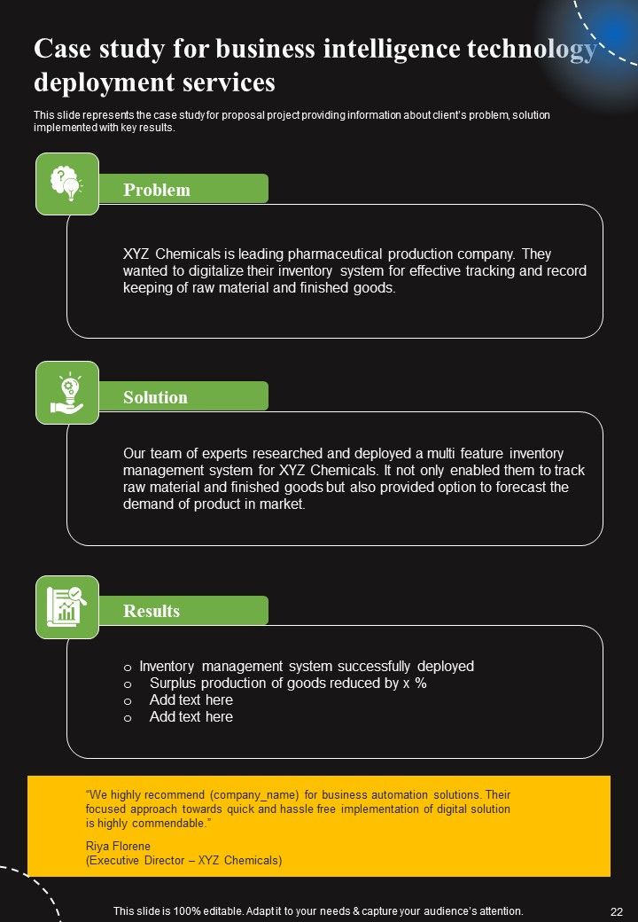 Business Intelligence Technology Deployment Proposal Example Document Report Doc Pdf Ppt