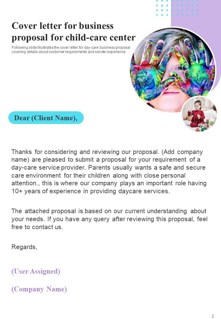 Business Proposal For Child Care Center Example Document Report Doc Pdf Ppt