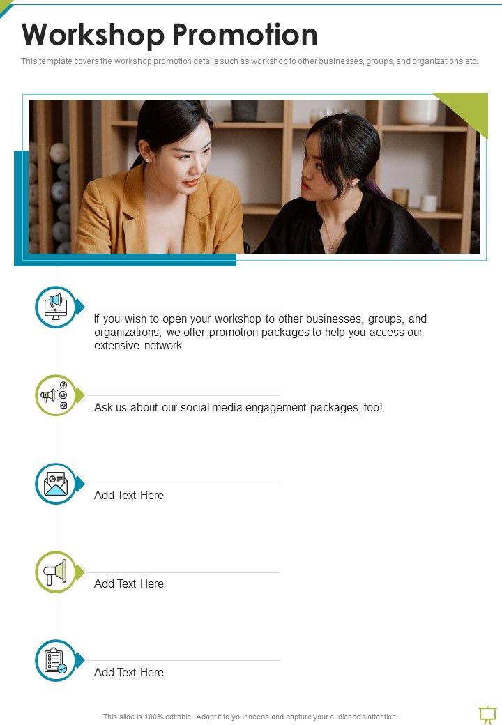 Business Proposal For Successful Workshop Delivery Workshop Promotion One Pager Sample Example Document Slide01