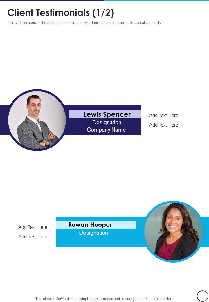 Business To Business Trade Proposal Client Testimonials One Pager Sample Example Document Slide01