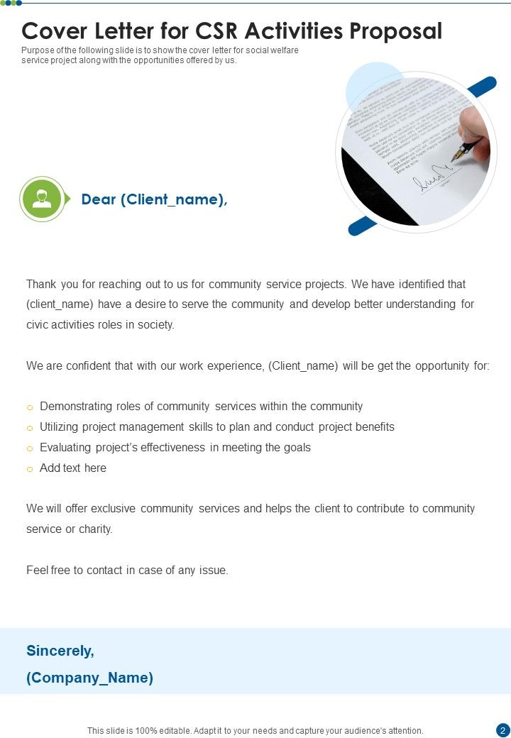 CSR Activities Proposal Example Document Report Doc Pdf Ppt