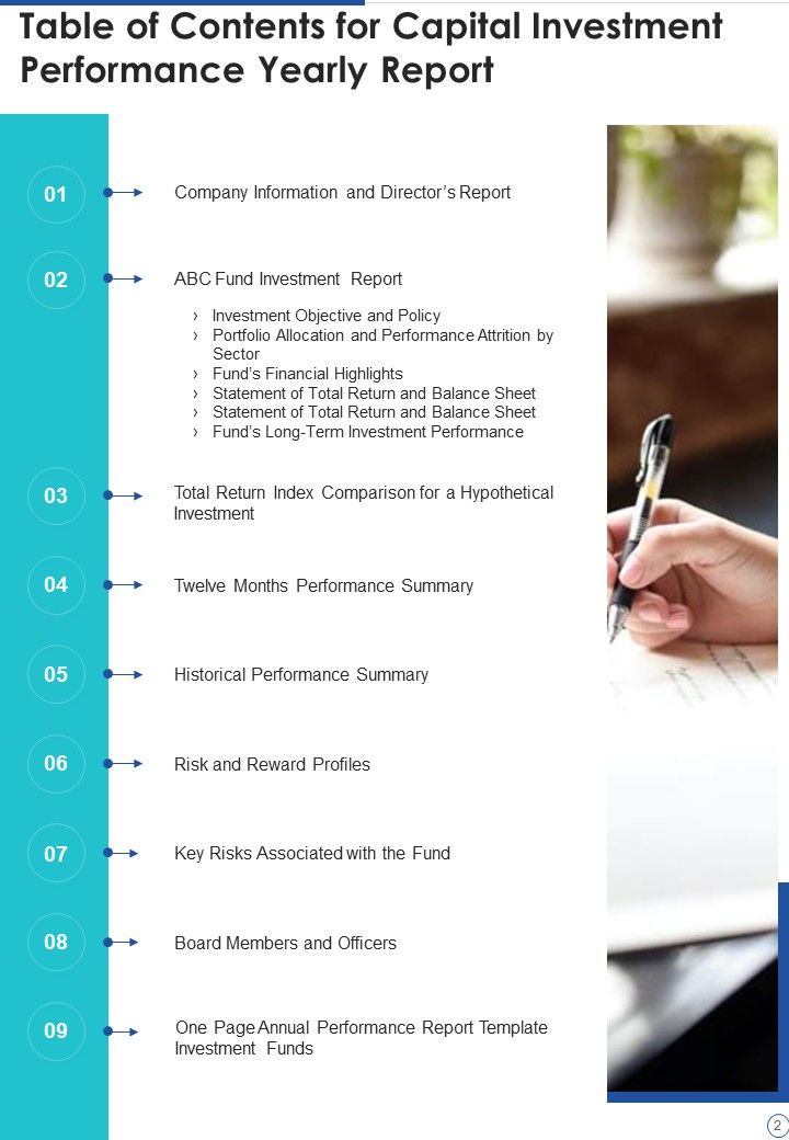 Capital Investment Performance Yearly Report One Pager Documents