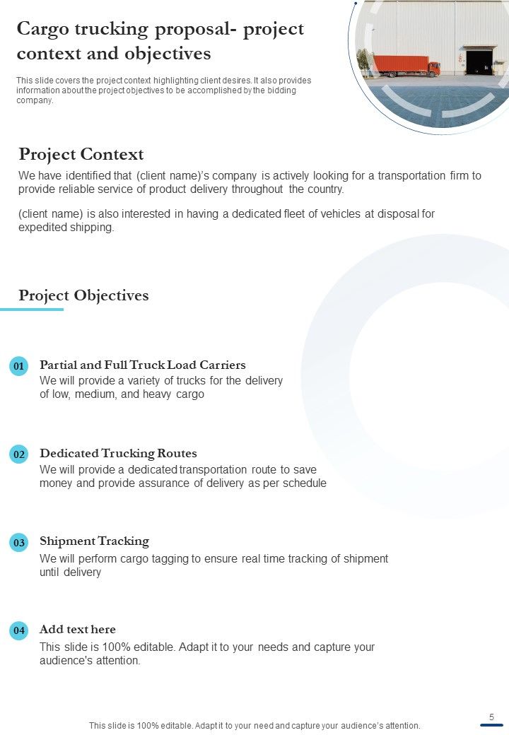 Cargo Trucking Proposal Example Document Report Doc Pdf Ppt