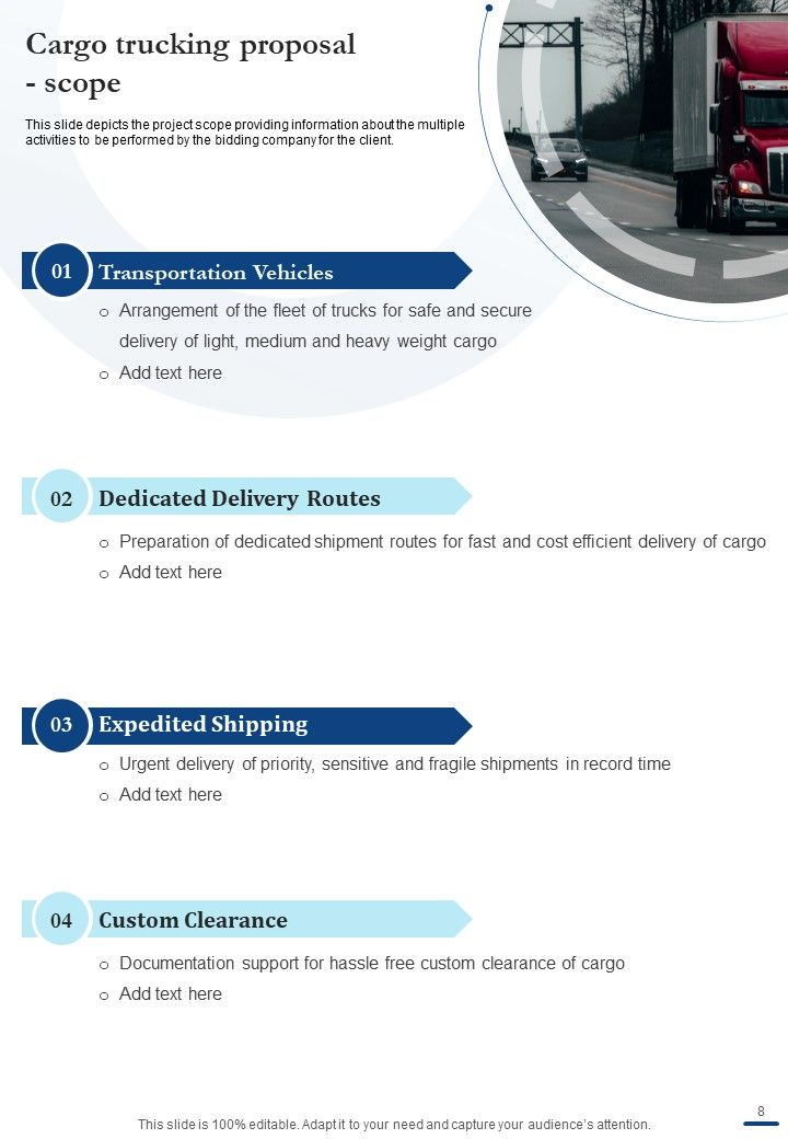 Cargo Trucking Proposal Example Document Report Doc Pdf Ppt