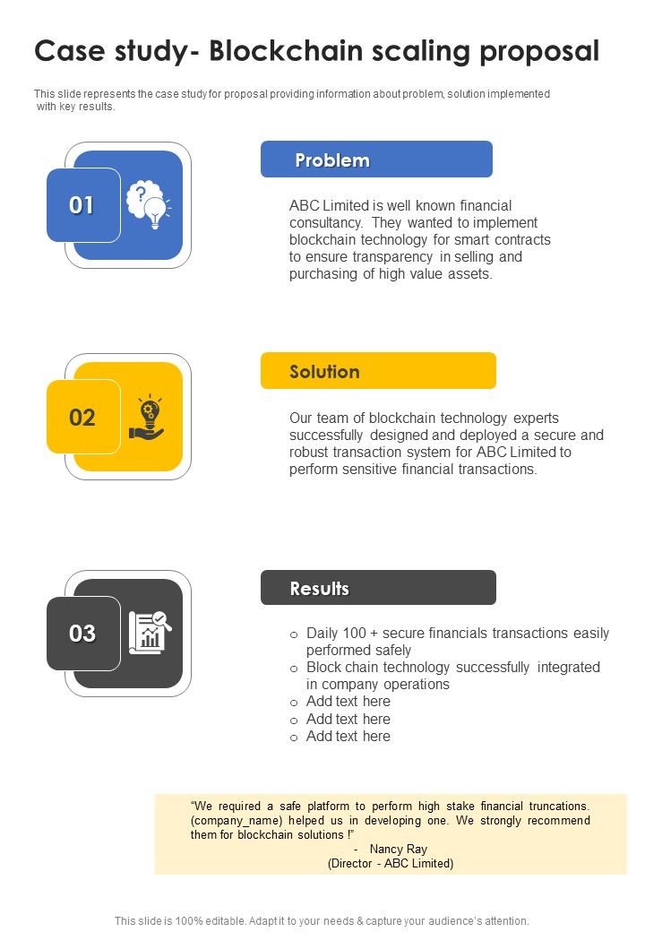 Case Study Blockchain Scaling Proposal One Pager Sample Example Document