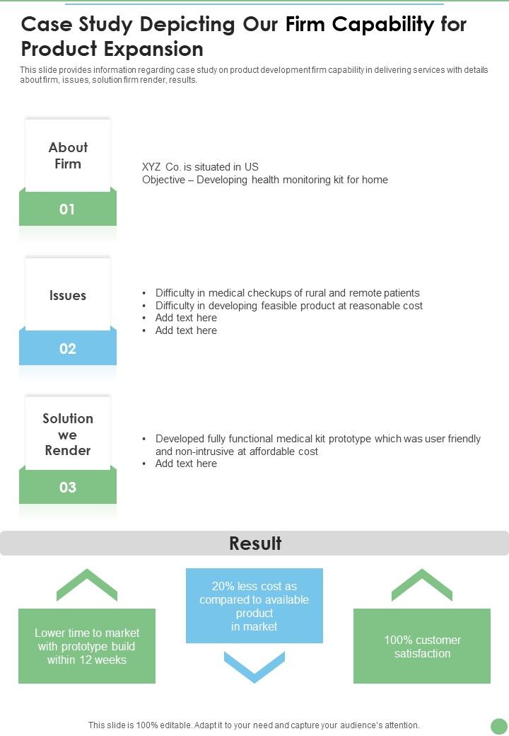 Case Study Depicting Our Firm Capability For Product Expansion One Pager Sample Example Document Slide01