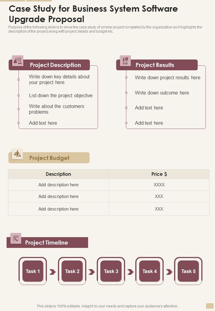 Case Study For Business System Software Upgrade Proposal One Pager Sample Example Document Slide01