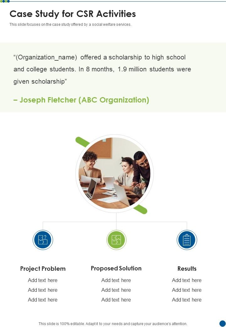 Case Study For CSR Activities One Pager Sample Example Document Slide01