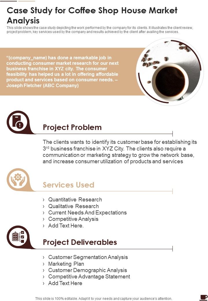 Case Study For Coffee Shop House Market Analysis One Pager Sample Example Document Slide01